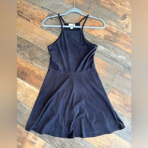 LA hearts faux suede black halter skater dress s